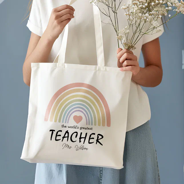World's Greatest Teacher Watercolor Rainbow Tote Bag