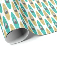 Kayaking Blue Beige Boat Pattern Wrapping Paper