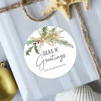 Seas N Greetings Tropical Christmas Starfish  Classic Round Sticker