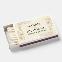 Vintage Blush Pink Rose Floral Watercolor Wedding Matchboxes