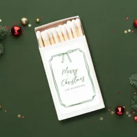 Elegant Green Bow Minimalist Custom Christmas  Matchboxes