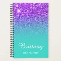 Violet Turquoise Glitter Ombre Personalized Planner