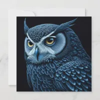 Blue and Black Serious Owl