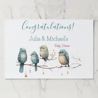 Whimsical Birds on Branches  Pastel Baby Shower Paper Pad