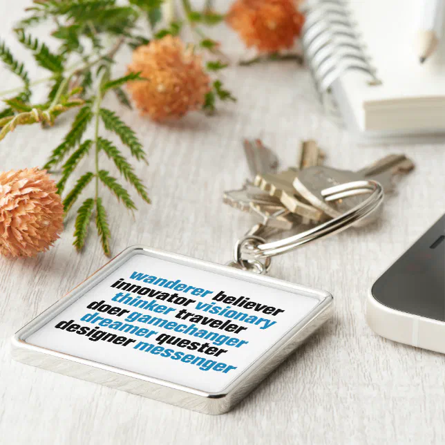 Innovator Gamechanger Visionary Dreamer Tag Cloud Keychain