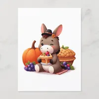 Sweet Donkey Eats Thanksgiving Pie  Postcard