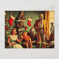 Horror Spooky Christmas Retro Family Portrait Postcard