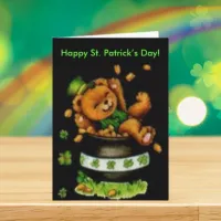 Vintage Pot of Bear St Patrick's Day Card