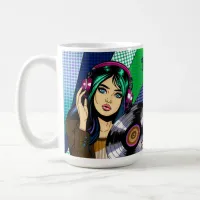 Pop Art Girl with Record Personalized Coffee Mug