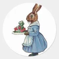 Vintage Bunny with Cake Classic Round Sticker