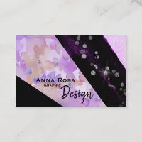 *~* Abstract Modern Floral Glitter Geometric Black Business Card