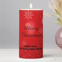 Snowflake Glow: Personalized Family Christmas Pillar Candle