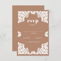 Mexican Barro Brown Talavera Wedding RSVP Card