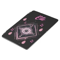 Hamsa Hand with Evil Eye and Hearts Pink on black iPad Air Cover