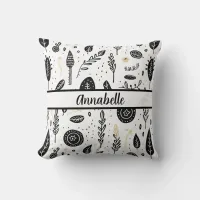 Boho Basics Black and White Throw Pillow