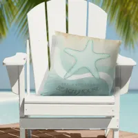 Beach House Nautical Starfish Aqua Blue ID623 Throw Pillow