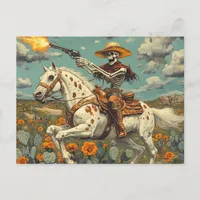 Skeleton Cowboy on a Appaloosa Horse in Cactus  Postcard