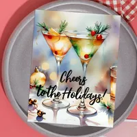 Festive Christmas Cocktail Celebration Greeting Holiday Postcard