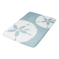 Sky Blue Coastal Beach Nautical Sand Dollar Bathroom Mat