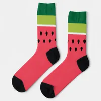 Watermelon Melon Slice Pink green Striped Socks