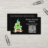 QR Code Gnome Hometown Bakery Black Business Card