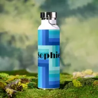 Summer Fresh Blue Green Zig Zag Water Bottle