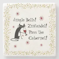 Jingle Bells Funny Christmas Wine Quote Stone Coaster