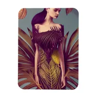 Lady dressed in Monstera Deliciosa Leaves Magnet