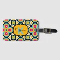 Colorful Moroccan Mosaic Elegant Geometric Pattern Luggage Tag