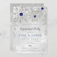Royal Blue Snowflakes Winter Engagement Party   Invitation