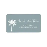 Dusty Blue  Palm Tree Wedding address labels