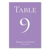 Simple Minimalist Elegant Lavender Text Wedding Table Number