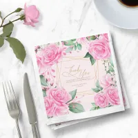 Rose Garden Wedding Thank You V2 Pink ID764 Napkins