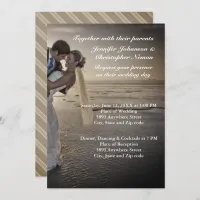 Bride & Groom Grayed Sunset Beach Wedding Invite