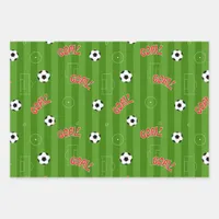 Soccer Football Green Sports Field Wrapping Paper Sheets