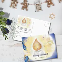 Candle Light Happy Hanukkah watercolor Holiday Postcard