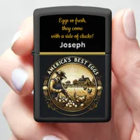 Gathering Fresh Eggs on a Sunny Farm in America Zippo Lighter