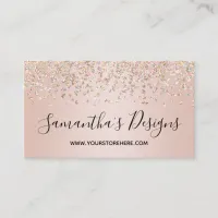 Shimmer Confetti Glitter Rose Gold Gradient Business Card