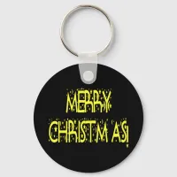 Merry Christmas Starry Night Font Keychain