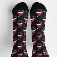 Christmas Black Cat Santa Funny Socks