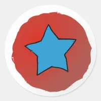 Distressed Red and Blue Star 4th of July Classic Round Sticker