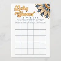 Retro Sunflower Baby Shower Gift Bingo Game Invitation