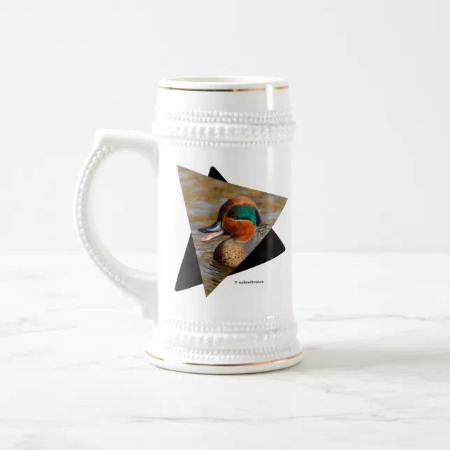 A Chatty Green-Winged Teal Duck at the Pond Beer Stein