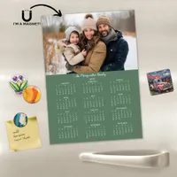 2025 Modern Sage Green Family Name Photo Calendar