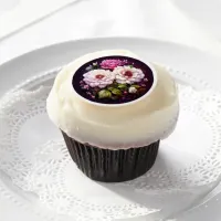 Watercolor Floral Pink and Purple Flowers Edible Frosting Rounds