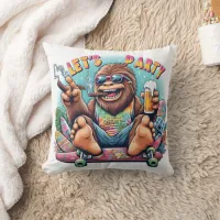 Fun-loving gorilla celebrating on a skateboard throw pillow