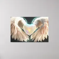 *~*  Heart White Angel Wings AP78 Opal  Canvas Print