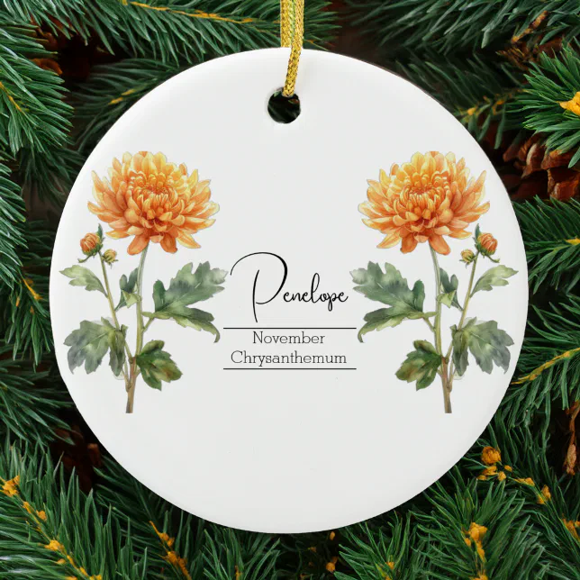 Birth Month Flower November Chrysanthemum Ceramic Ornament