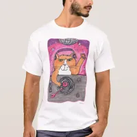 Cool Dj Cat Marker Art Illustration T-Shirt