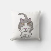 Cranky Cat Pet Doodle Art Humor Fun Throw Pillow